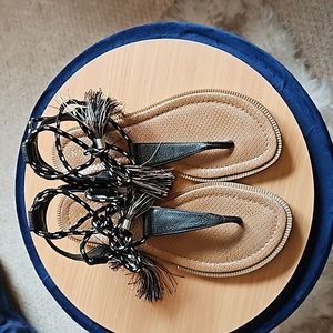 Tassle, ankle wrap sandals